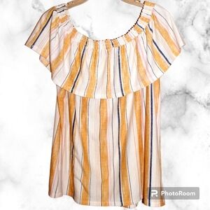 Lauren Conrad Ruffled Top Sleeveless Striped Blouse